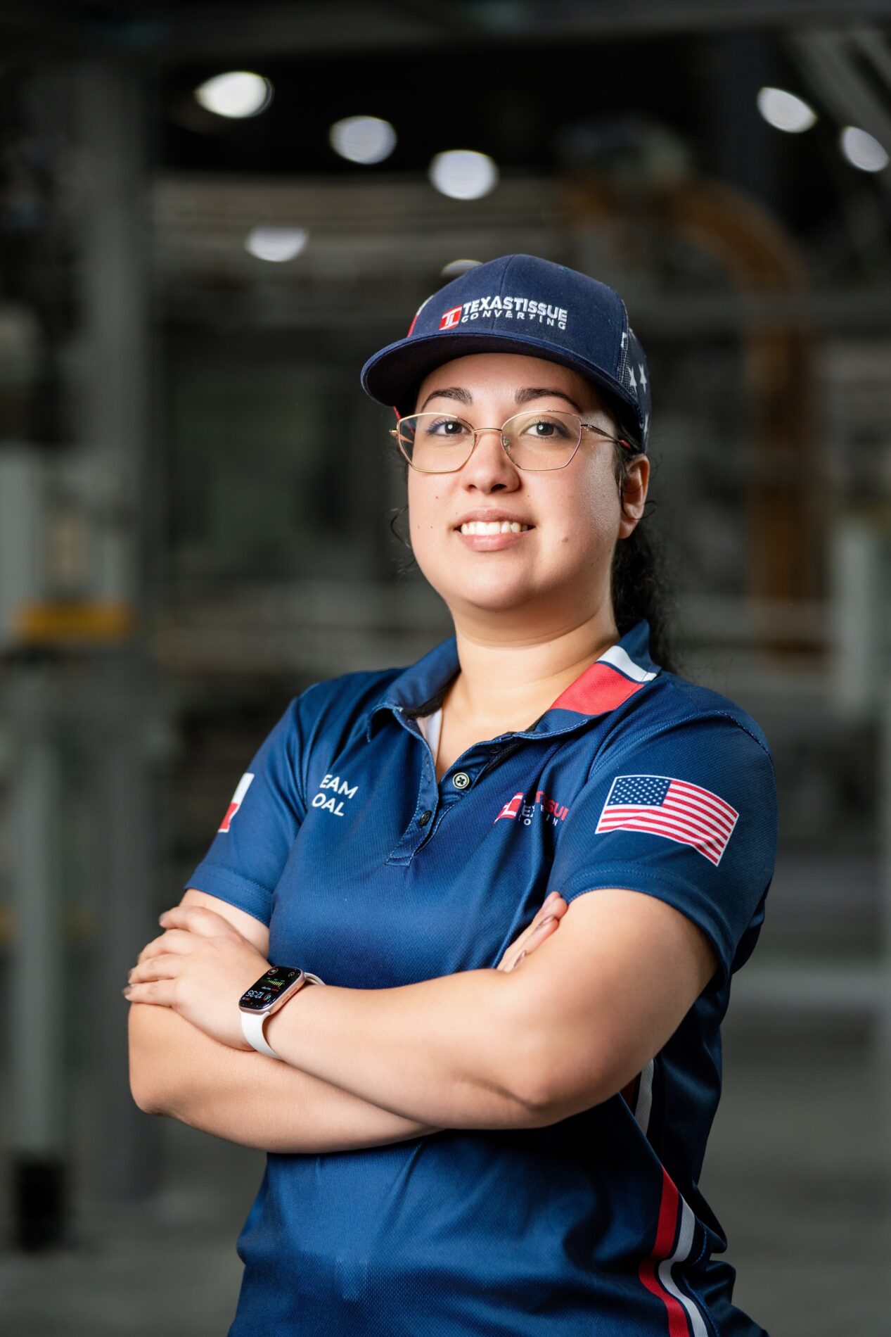 Portrait of a Texas Tissue employee in the manufacturing facility